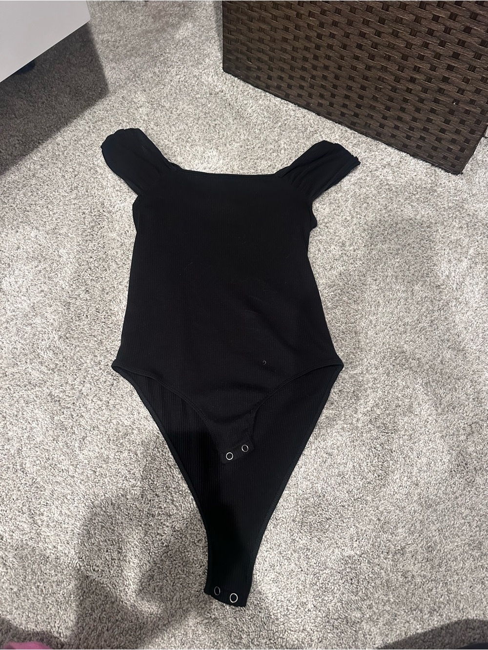 Maurices Black Ribbed Off the Shoulder Bodysuit